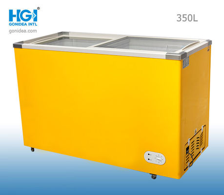 350 Ltr Deep Chest Freezer Pintu Kaca Geser Freezer 60HZ Pre Coated White Alu