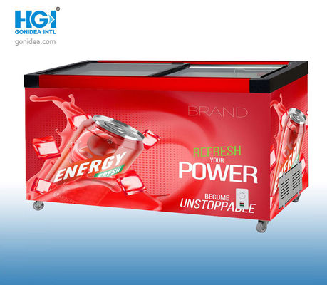 HGI Kapasitas Besar 49.2in Double Deep Freezer Dengan Pintu Geser Minus 18C 4 Roda