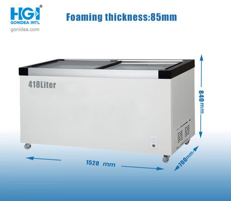 Pamerkan Penghematan Energi 14.8 Cf Chest Freezer Pintu Kaca Geser White Shell