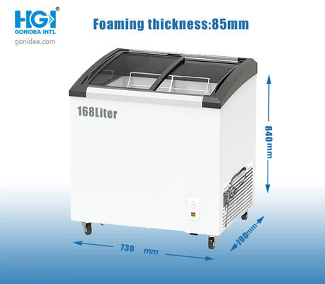 Showcase Freezer Dada Es Krim Kaca Melengkung Komersial 168 Liter