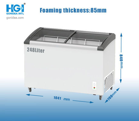 Tampilan Daging CCC Deep Freezer 248 Liter Glass Top Ice Cream Freezer