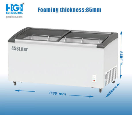 Toko Es Krim Deep Chest Freezer 458 Liter Sliding Curved Glass Freezer